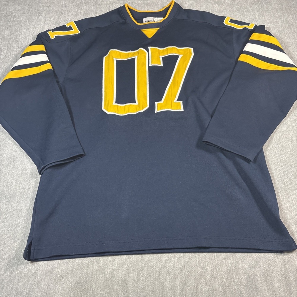 Athletic Works Mens Large Long Sleeve Hockey Jersey Blue Stitched 07 Activewear